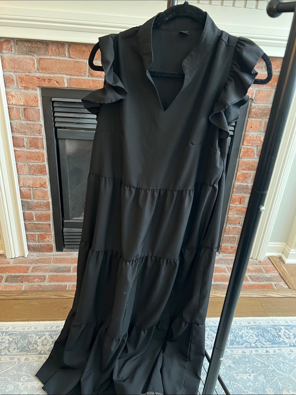 SHEIN Black Ruffle Tiered Maxi Dress